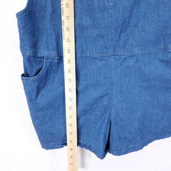 Torrid Overalls Blue Chambray Shortalls Jean Square Neck Stretch Women’s Size 2X - Picture 3 of 15